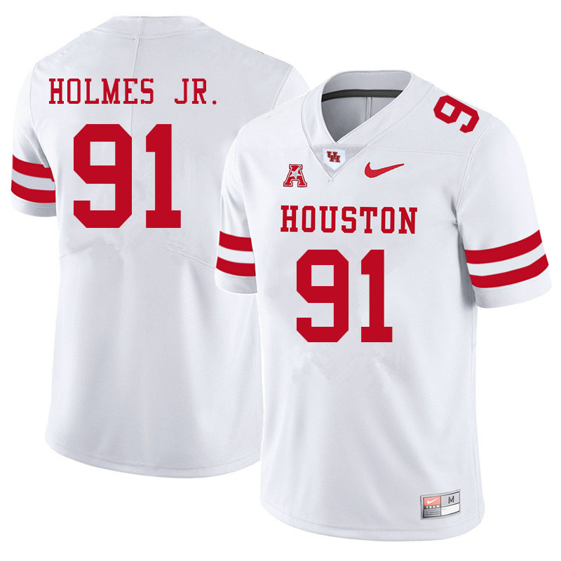 Men #91 Anthony Holmes Jr. Houston Cougars College Football Jerseys Sale-White - Click Image to Close